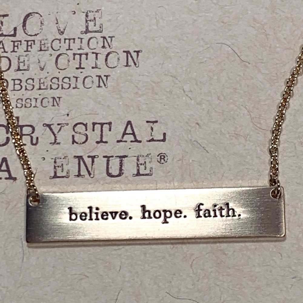 Believe Hope Faith Bar Necklace